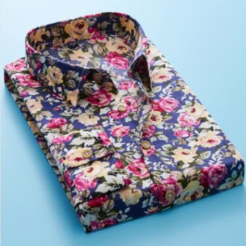 2021 100% Cotton Floral Print Men Shirts Long Sleeve Mens Casual Shirt Slim Men Flower Printing Dress Shirts camisa masculina