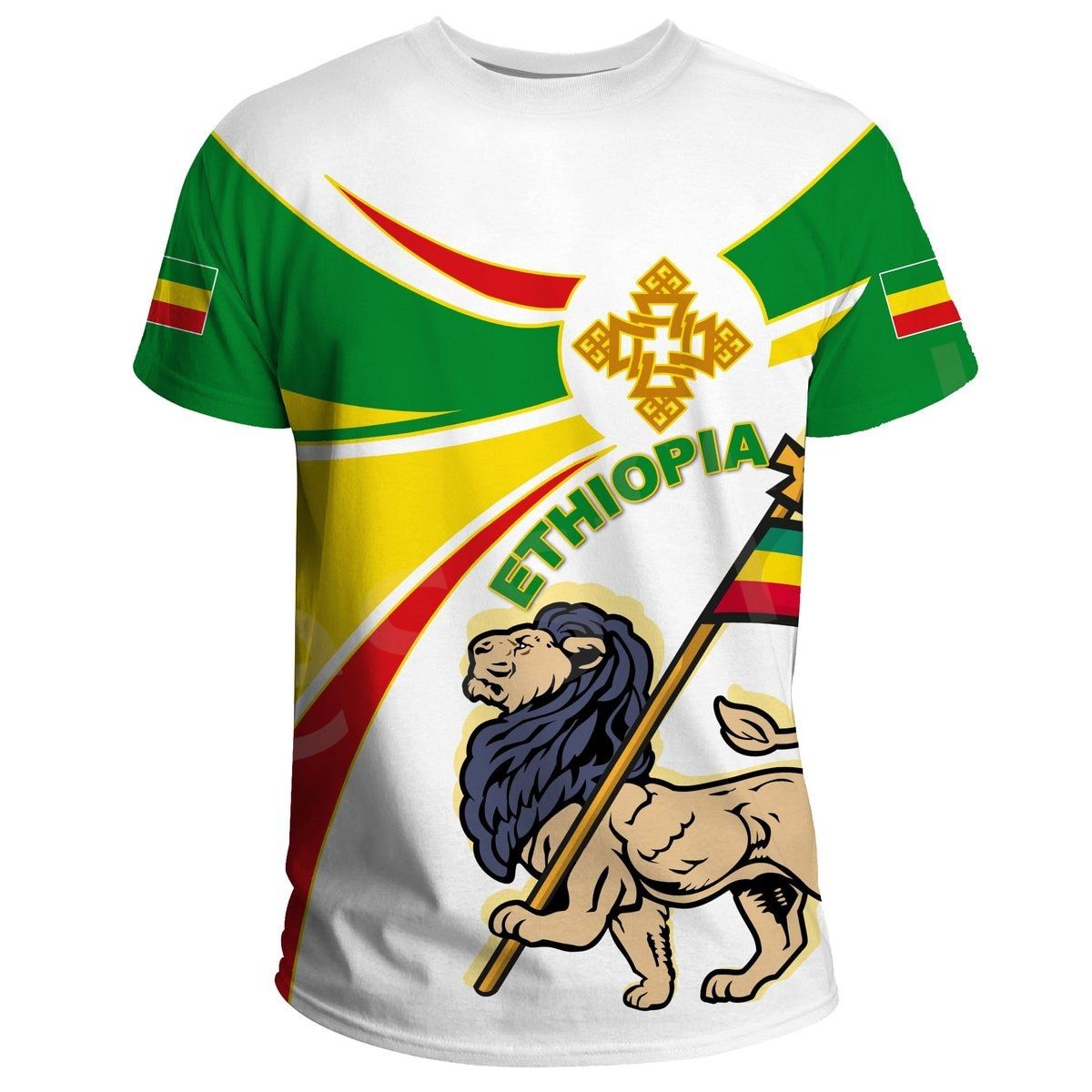 Tessffel Ethiopia Africa County Flag Reggae Retro Tribe  3DPrint Men/Women Summer Funny Short Sleeves T-Shirts Streetwear B1
