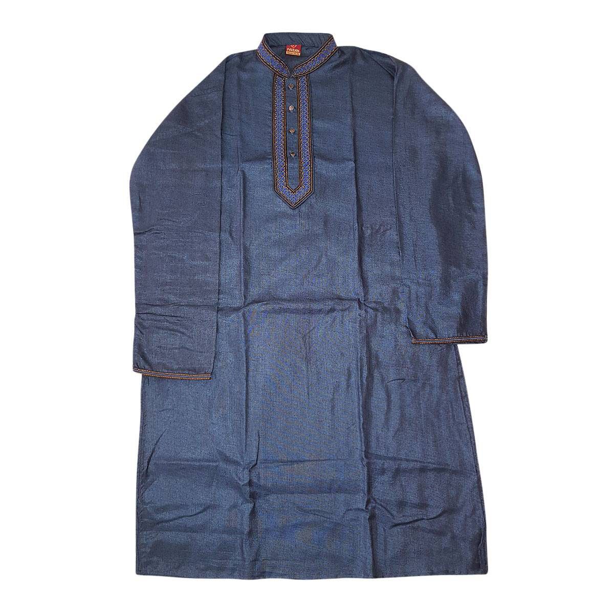 Dark Blue Indian Cotton Panjabi for Men