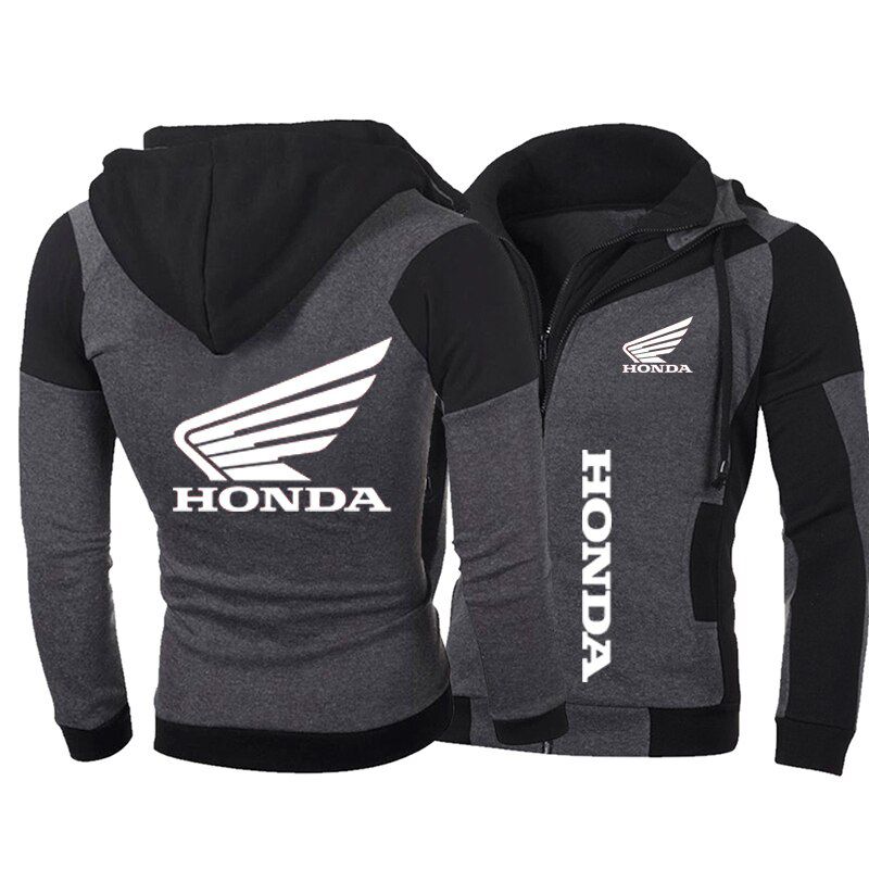 Honda Wing Logo Men‘s Hoodie Print Jacket Sportswear College Style Tops Casual Pullover Zipper Male Sweatshirts Hoodie
