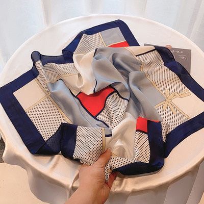 New 2021 Fashion Kerchief Small Silk Neck Scarf For Women 70*70 Hijab Scarfs Female Shawls Bags Scarves Lady Bandana Foulard