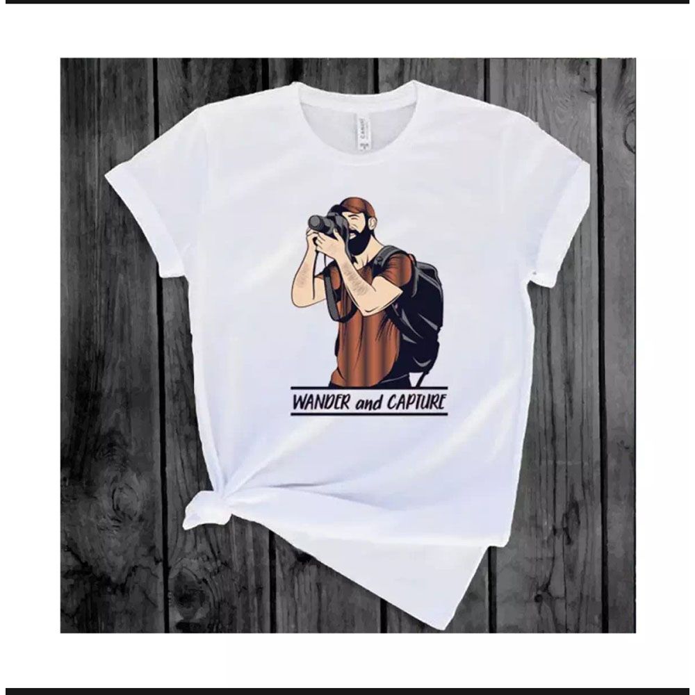 Cotton Half Sleeve  Photographer Style casual Tshirt for Men