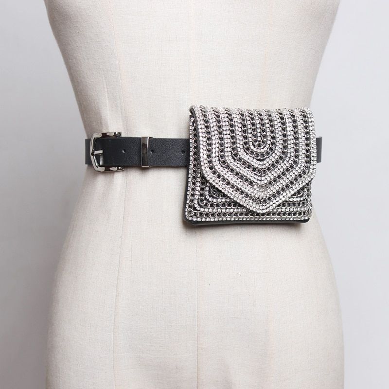 [EAM] Pu Leather Rhinestone Tassels Mini-bag Long Belt Personality Women New Fashion Tide All-match Spring Autumn 2020 1K975