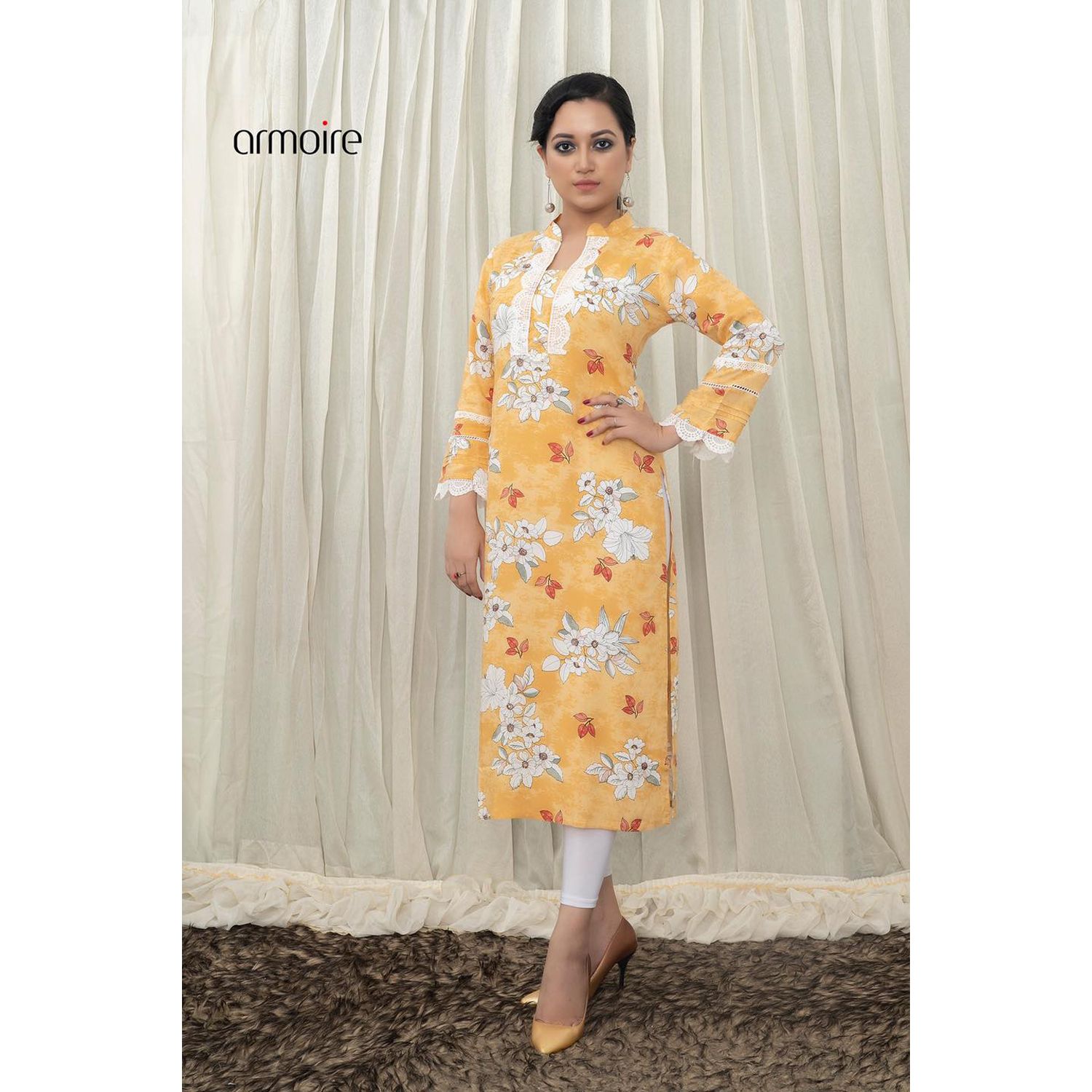 Armoire Pastel Orange Designer Ready To Wear Kurti