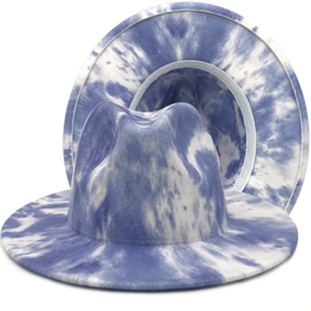 1pc 56-58cm,fedora hat wide brim Jazz hats spring Tie dyed hat for women and men winter men cap red with black wool bowler hat
