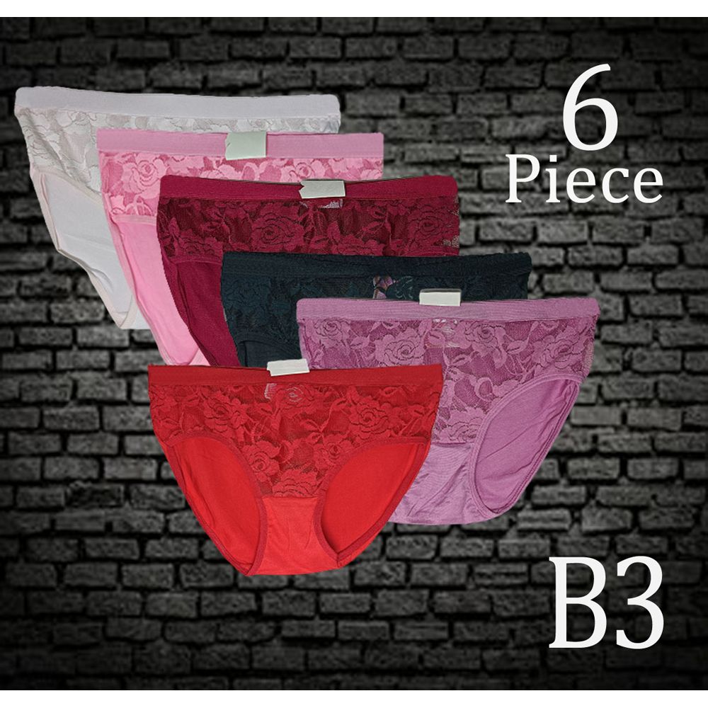 (6 pieces)Thai Premium Stylish Cotton And Net Women Soft panty