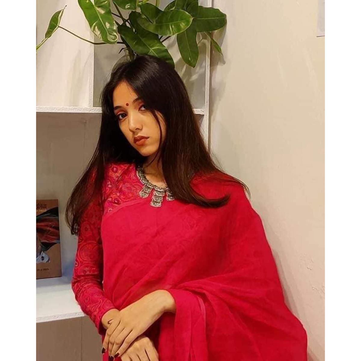 Half Silk  Than Saree (red)
