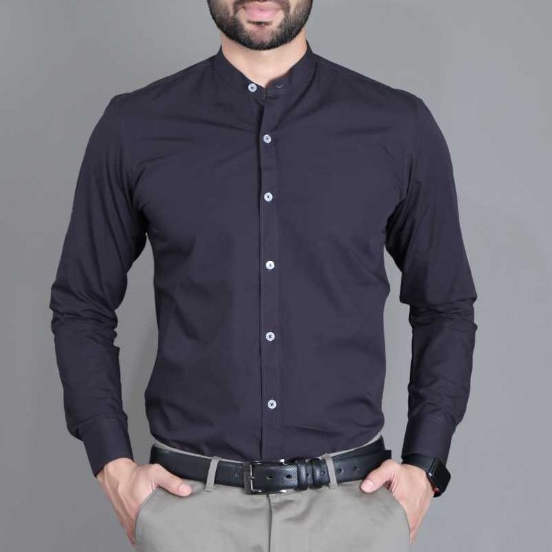 Export Quality Men's Slim-Fit NEW Stylish Solid Mandarin Collar Formal Shirt
