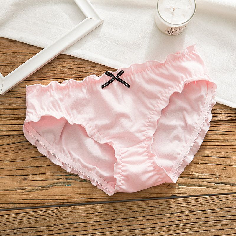 SP&CITY Cute Bow Underwear Women Pleated Lace Seamless Underpants Cotton Solid Panties Middle Waist Lingerie Lovely Girl Briefs