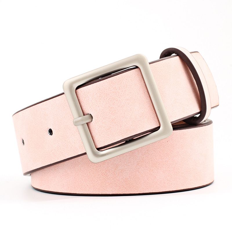 Loldeal 3x103cm Korean Style Popular Belt All-Match Square Buckle Pu Fashion Belt Retro Student Decoration Pant Belt