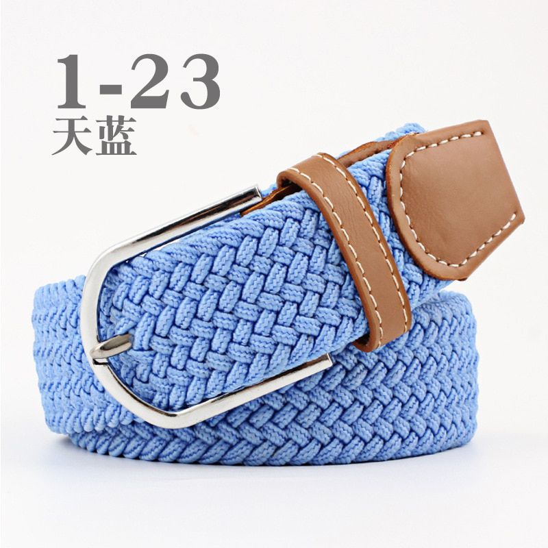 Women&Men Elastic Waist Belt With Metal Buckle Brown Black Navy Blue Canvas Women Belts Stretch Braided Woven Wide Men Belts