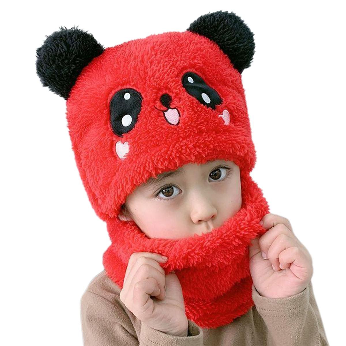 Winter Hat Bright-colored Bear Ear Shape Kids Beanies Cap