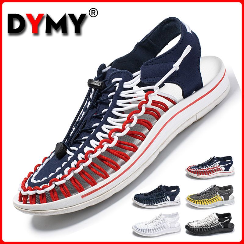 DYMY Sandals for Men Mesh Sandals Soft Sneakers Stretch Fabric Sandals Men's Retro Sandals