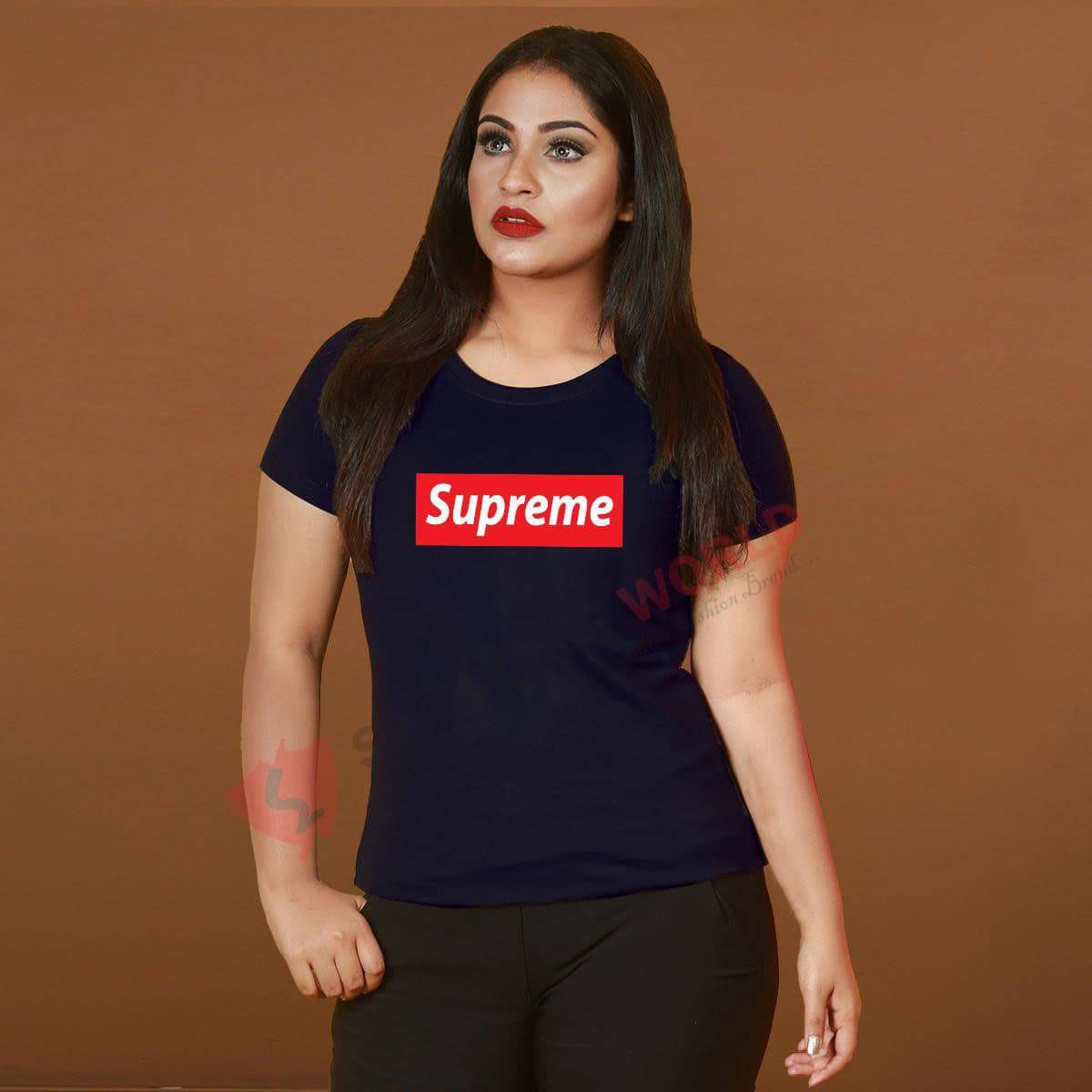 Navy Blue Cotton Half Sleeve T-Shirt for Women Code-SW3993T