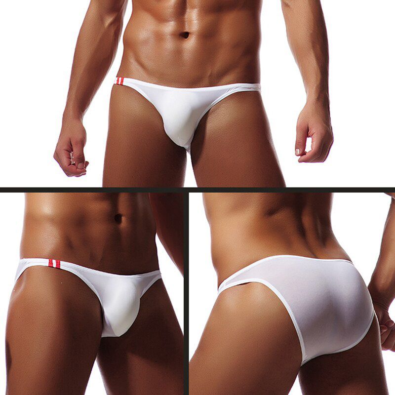 Men's Smooth Soft Sheer Briefs Breathable Ultra Thin Summer Mini  Underpants U Convex 10 Colors
