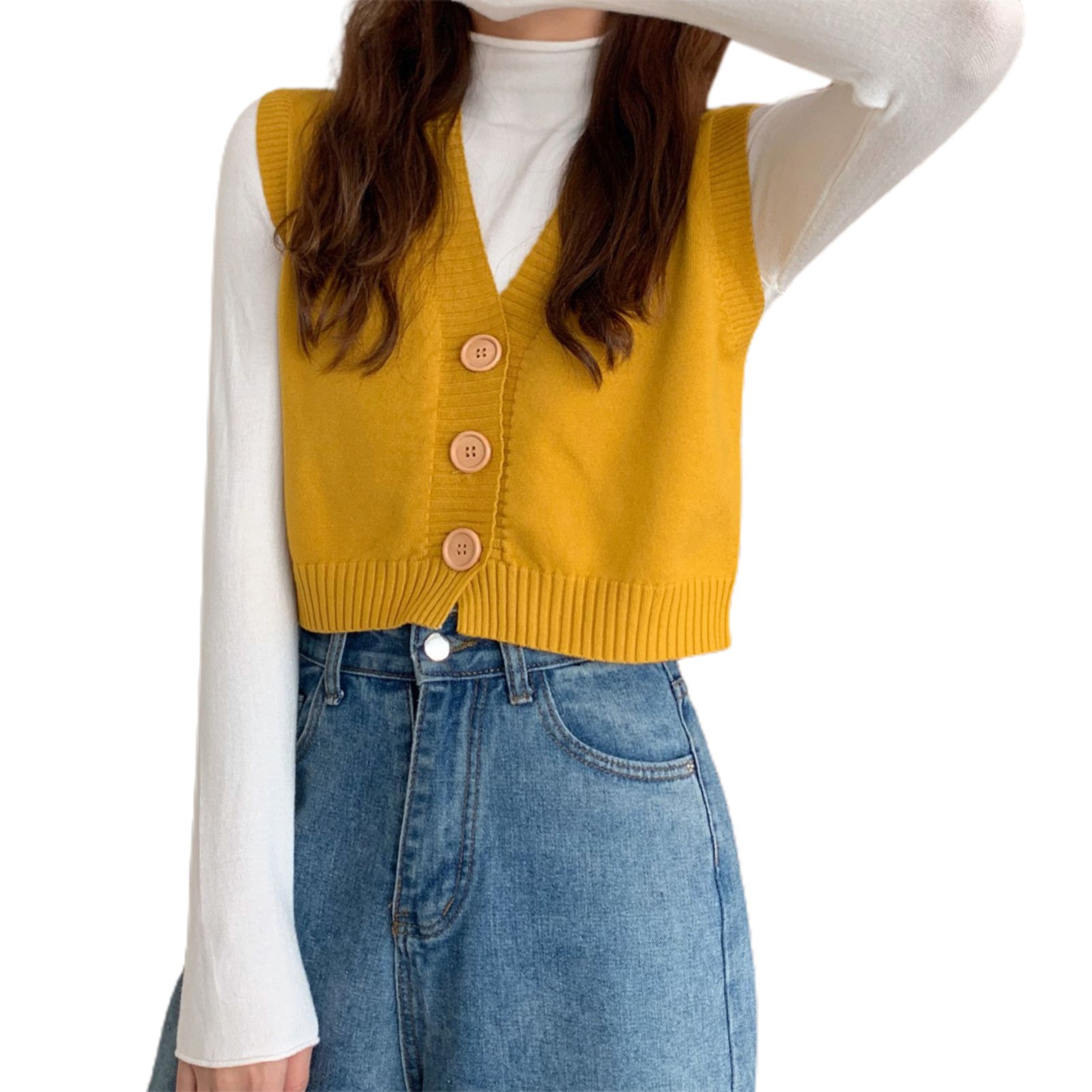 Cardigan Vest Elastic Loose V-Neck Elegant Women Knitted Waistcoat