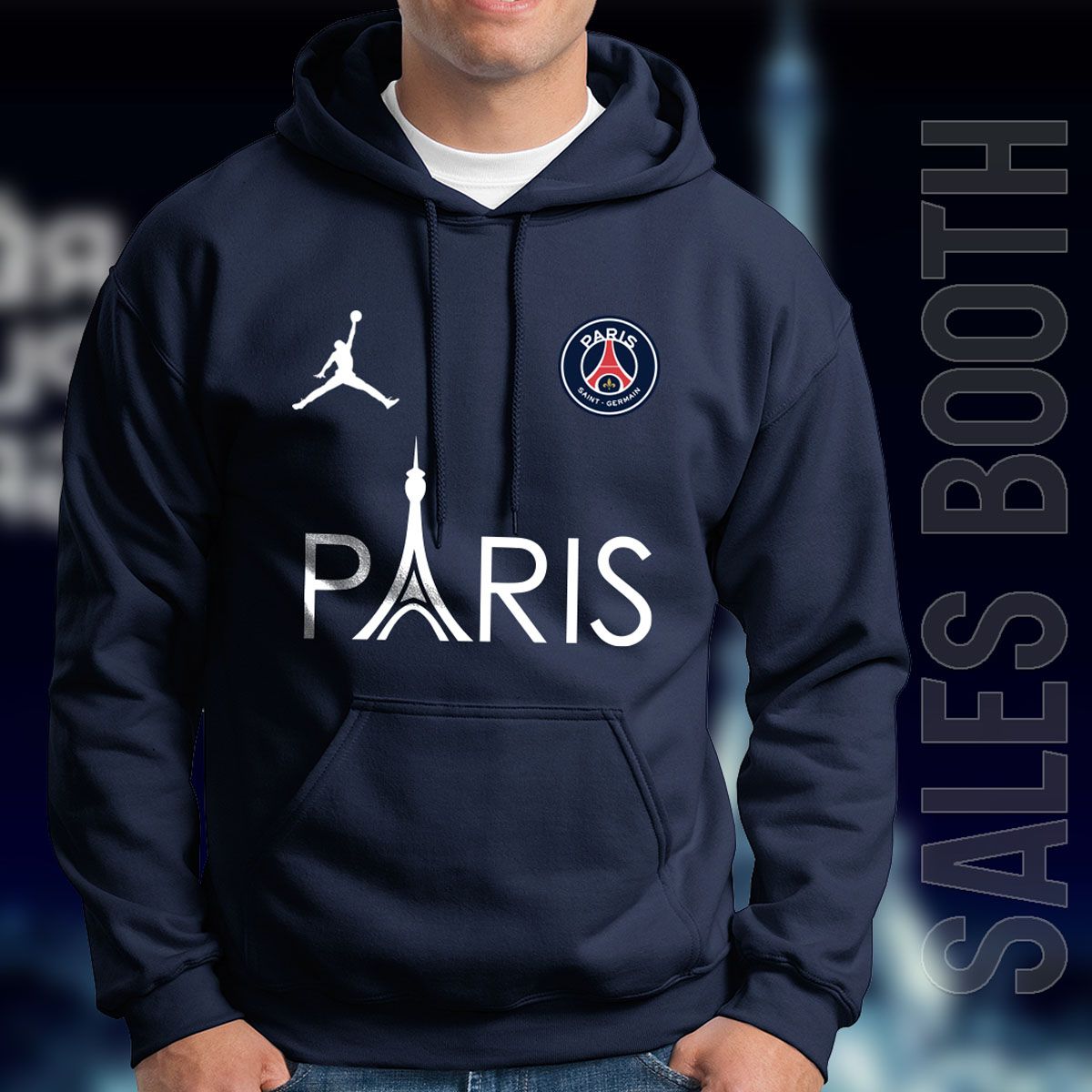 Paris Hoodie For Man | One Size Brush Fabric PSG Hoodie