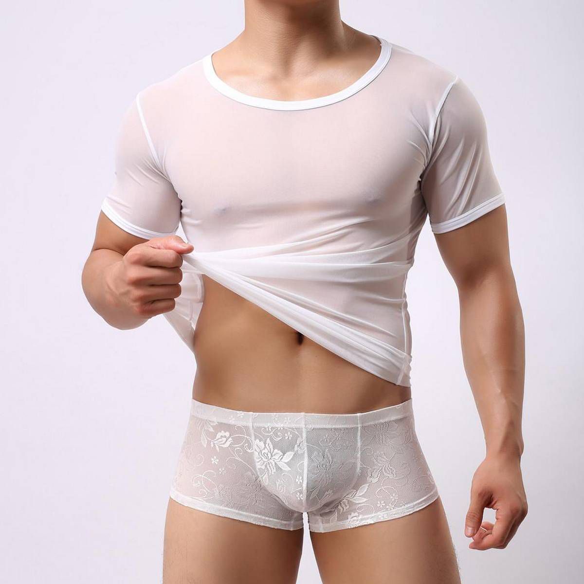 Rainbowroom Men's Summer New Style Leisure Super Thin Mesh Short Sleeve T-shirt Blouse Top