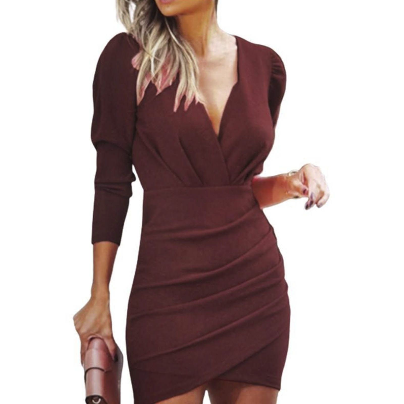 Formal Dress y Elegant Pleated Solid Bodycon Dress