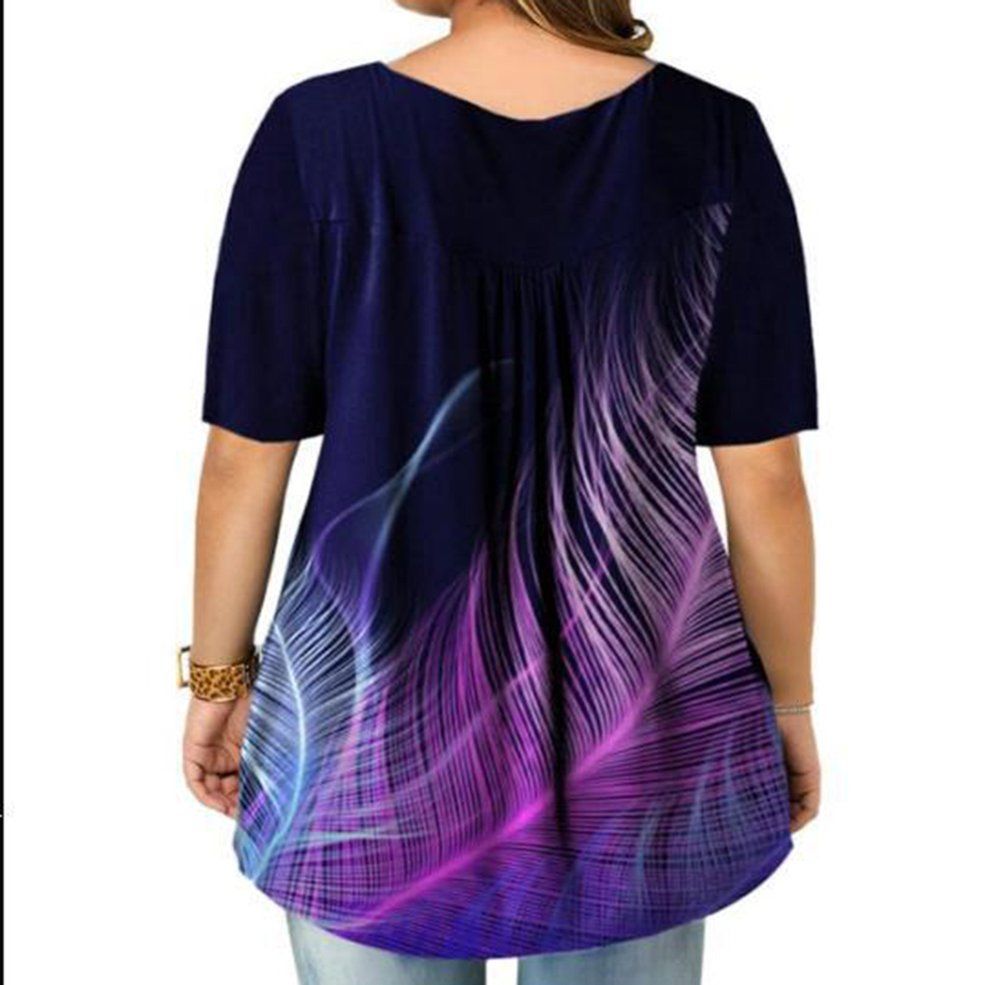 Blouses Top Women's Plus Size  Floral Casual Shirts Button T-shirt
