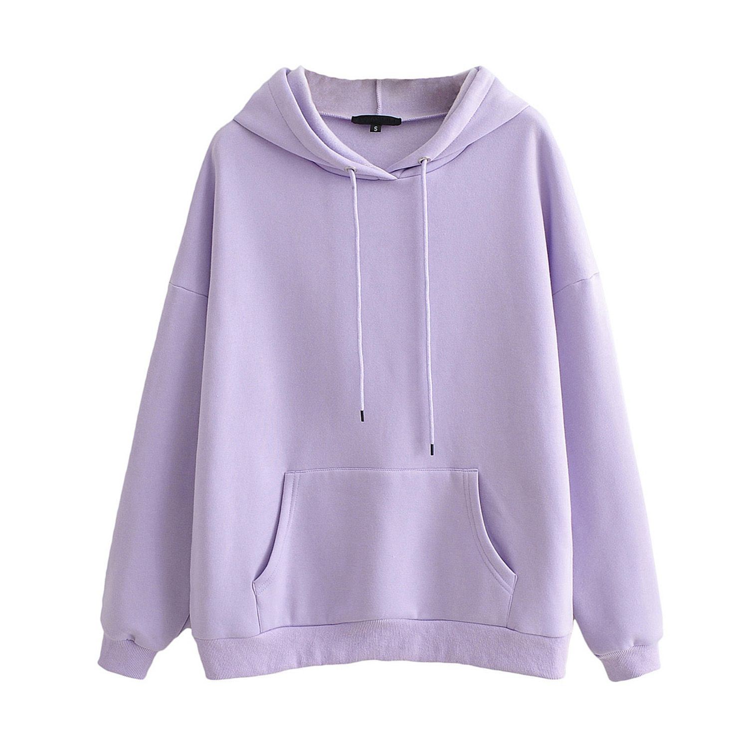 Women Casual Hooded Top, Long Sleeve Solid Color Long Sleeve Hoodie, Purple/ Khaki, S/ M / L