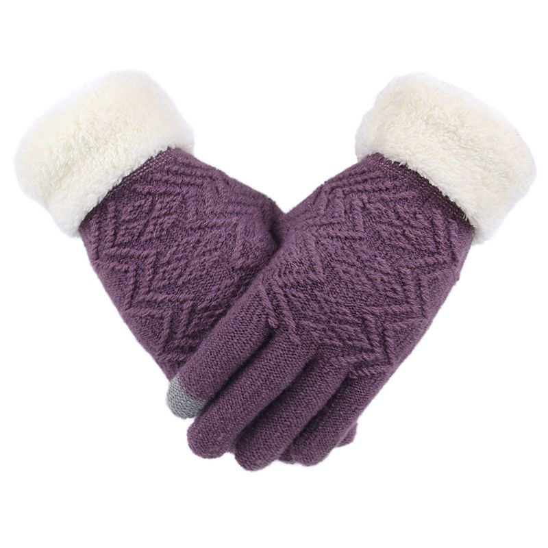 Women Knitted Gloves Touch Screen Female Thicken Mittens Winter Warm Gloves Ladies Full Finger Soft Stretch Knit Mittens Guantes