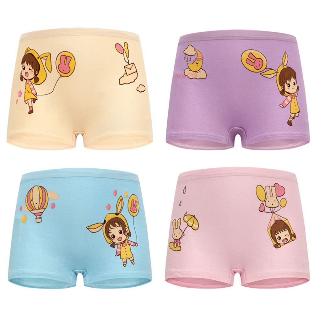 Pack of 4 - Cotton Girls Panties Soft Wear Girls Underwear Kids Innerwear Cartoon Print Briefs Kid Girls Underwear Baby Girl Clothes Children Panty