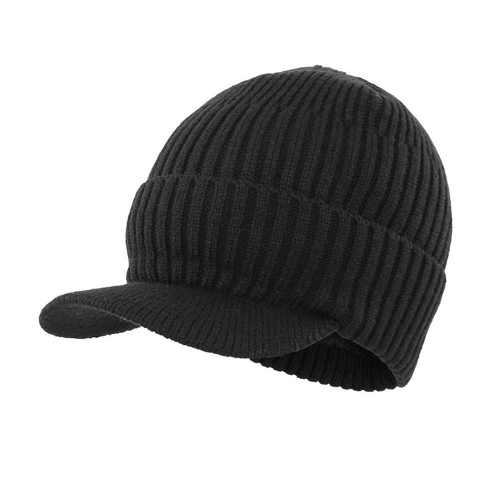 Connectyle Men's Outdoor Newsboy Hat Winter Soft Warm Hat Thick Knitted Brim Beanie Daily Cap with Visor