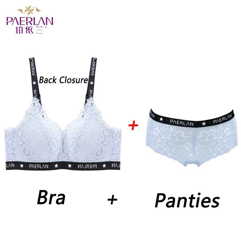 Hot Female Wire Free Front Buckle Lace-Side Fashion Bra  Small Chest Thickening Gathered Bra Beauty Back  Blue Underwear