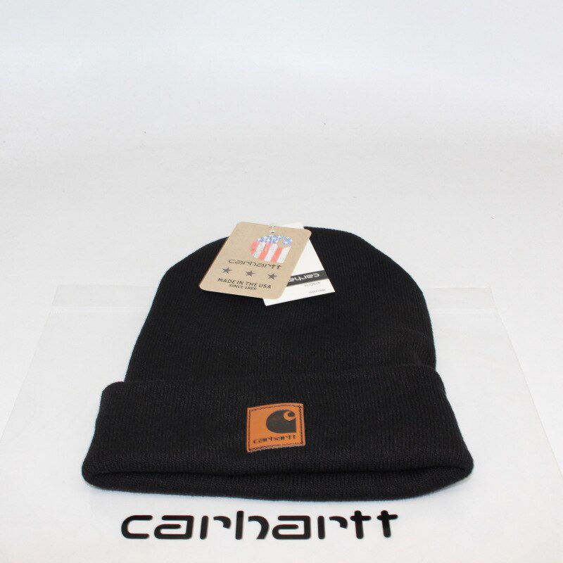 Knitted Hat European and American Work Wear Wool Hat Cold Hat Men and Women's Fashion Multi Color Leather Style Pattern Type