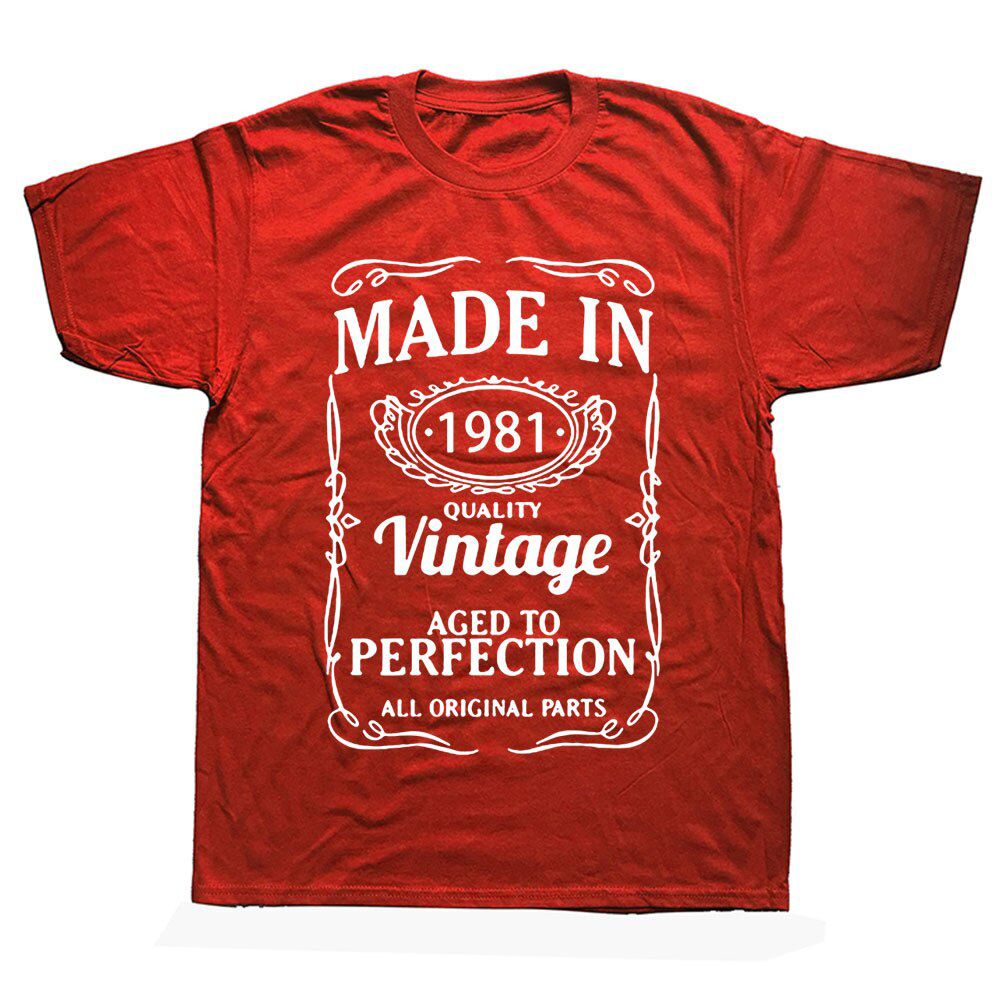 Vintage 1981 40 Years Old T Shirt Men Cotton Short Sleeve T-shirt Tshirt Camiseta Clothing Funny New 40th Birthday