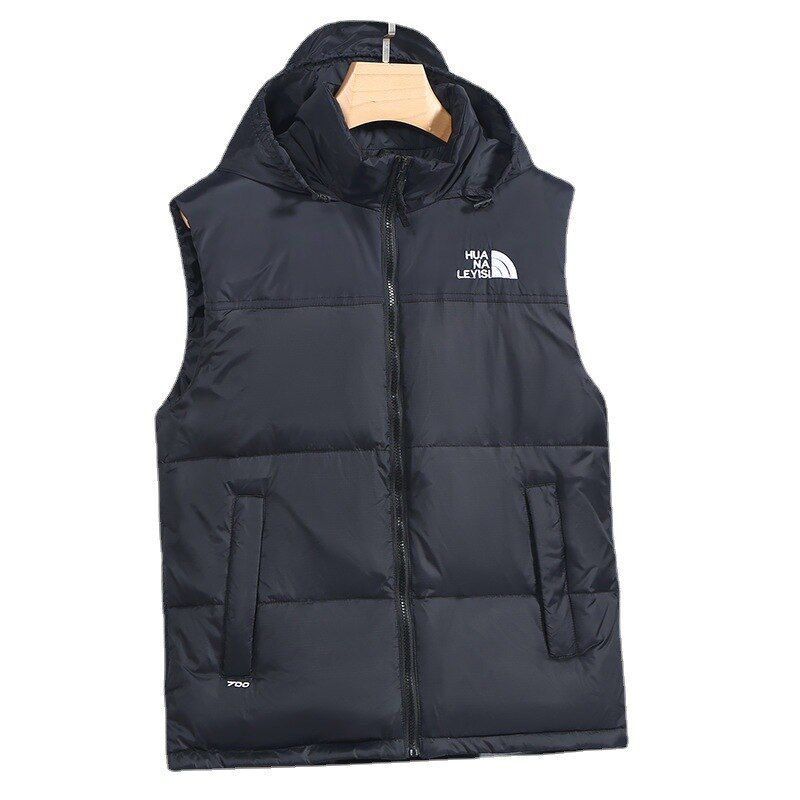 Custom Logo Men's Coat Winter Short Waistcoat, Warm and Casual, Shiny Solid Color, Stand-up Collar, Durable Down Jacket
