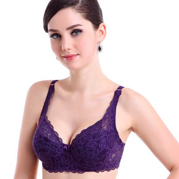 Transparent big size bra 34 36 38 40 42 44 46 B C D cup Brand  women how out lace  push up bra ladies Lingeries C306