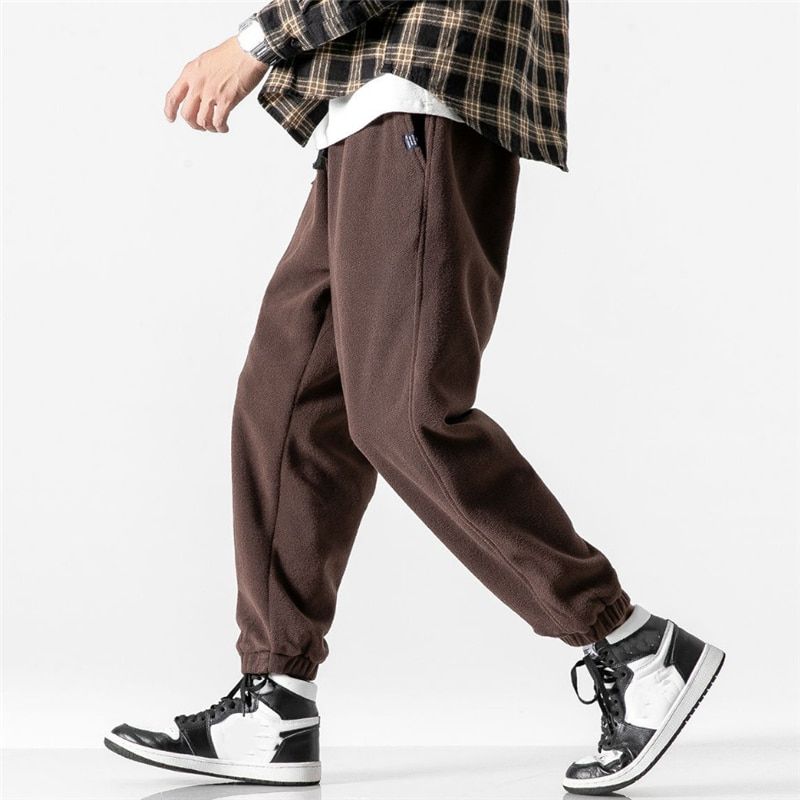 Loose Jogging Pants Men Fashion Fleece Autumn Winter Warm Sweatpants Male Outdoor Straight Trousers Pantalon Hommes