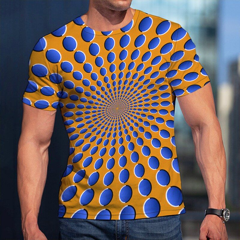 3D Print T-shirts In Graphics Spin Dizziness Colorful Clothes Crew Neck Unisex Child Short Sleeves Casual Soft Top