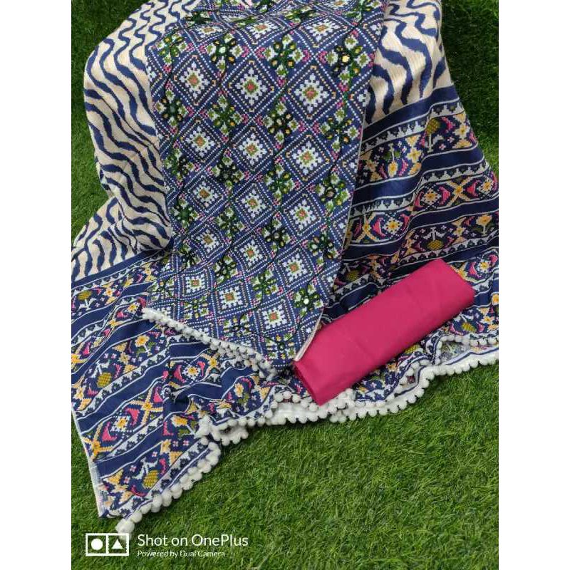 Joypuri Unstitched Stylish Three Piece Set For Women Clothing Shalwar Kameez কটন বর্ডির ওপর জয়পুরি আড়ি কাজ করা থ্রি পিস