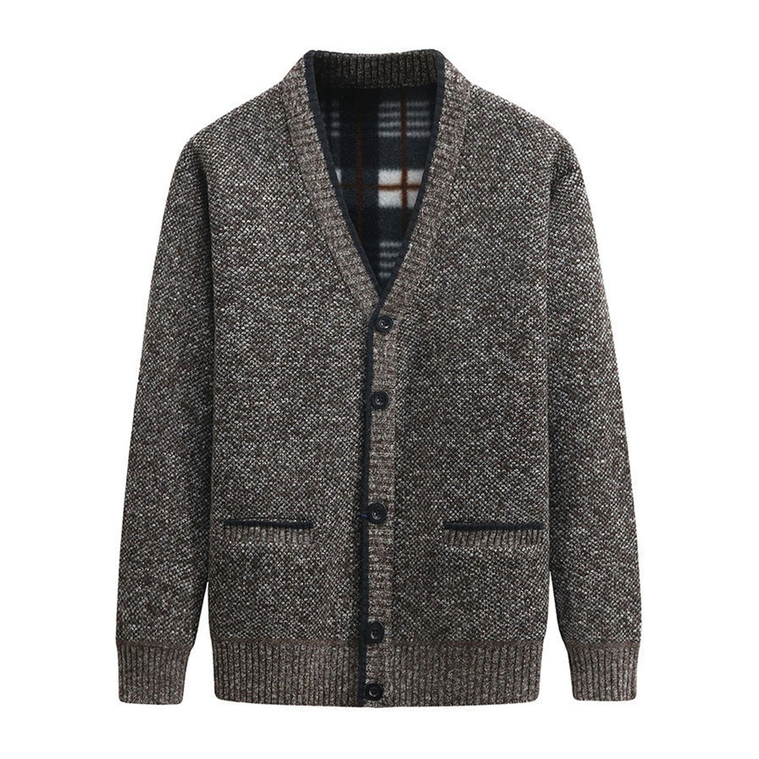 Sweater Coat Ribbed Cuff Solid Color Buttons Closure Sweater