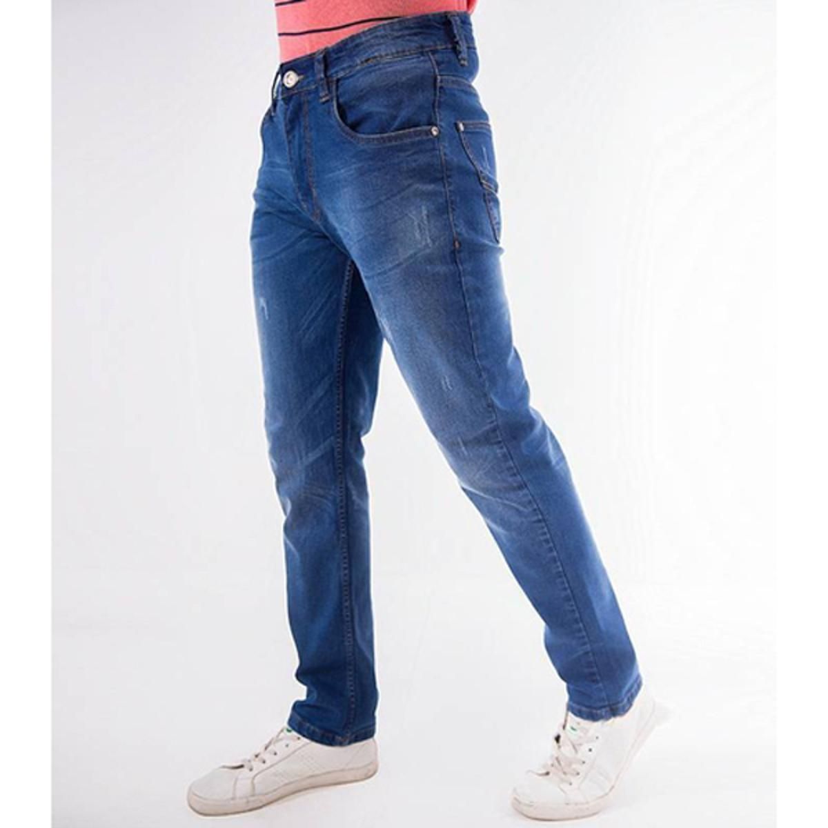 Slim-fit Stretchable Denim Jeans Pant- Mid Blue