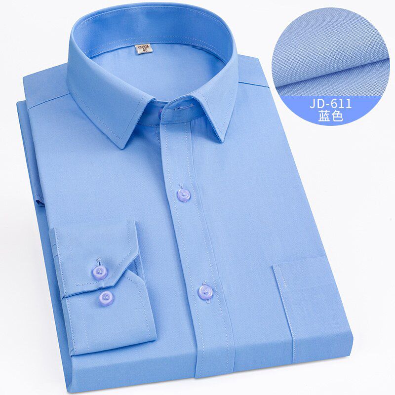 Anti-Wrinkle Men Work Shirts Regular Fit Long Sleeve Casual Dress Checkered Shirt Mens Purple Striped Clothing With Front Pocket