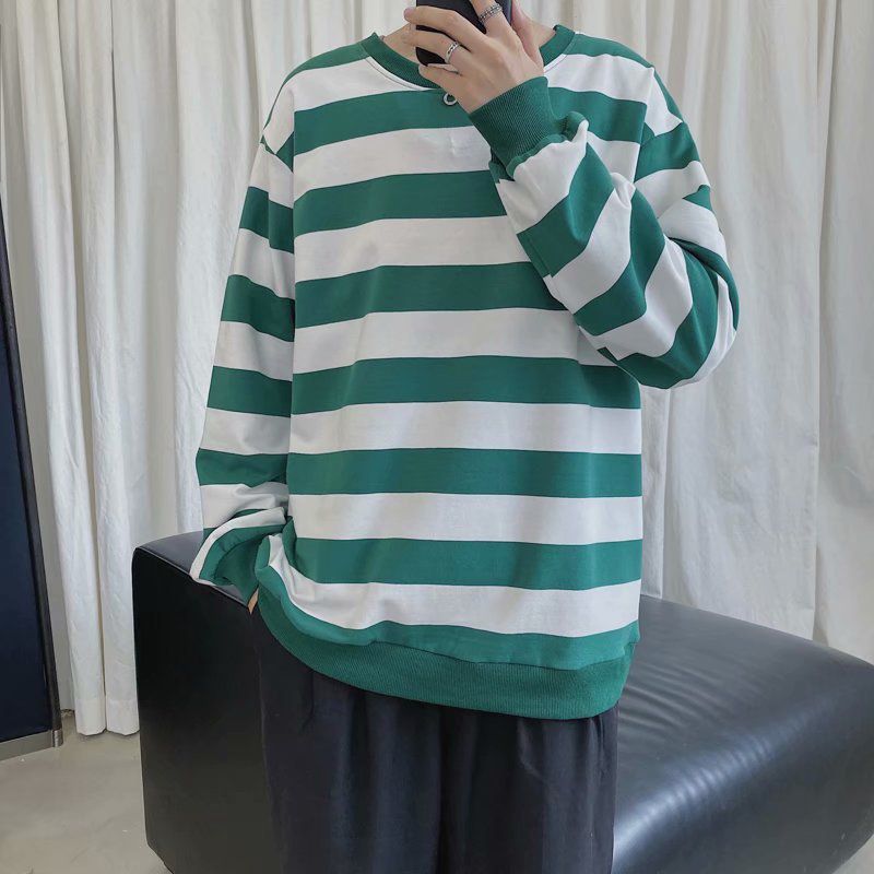 Lovers Sweatshirts Men Casual Loose Sweatshirts Oversized Spring Streetwear Striped Male Hiphop Winter Homme Clothing