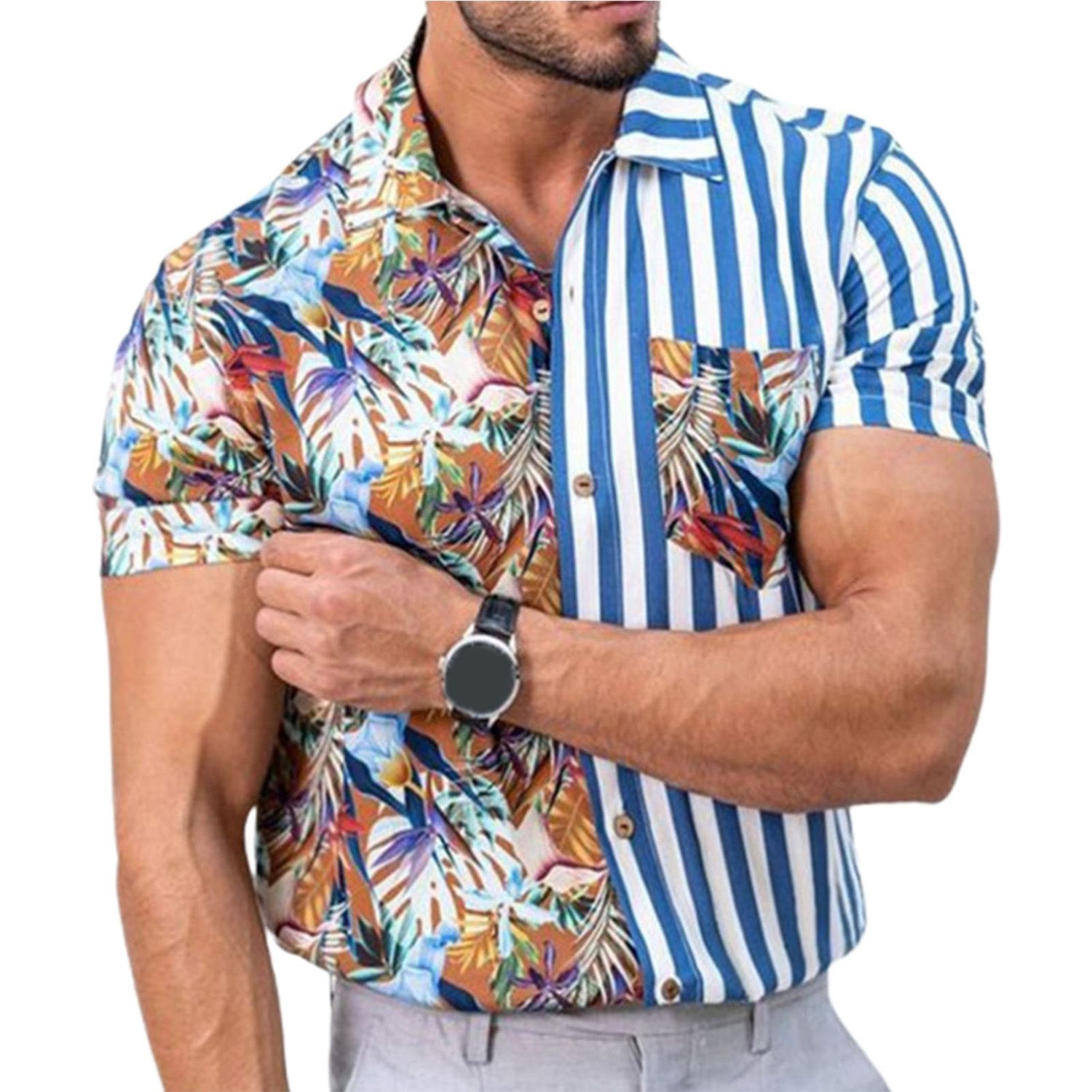Summer Shirt Lapel Slim Fit Men Top