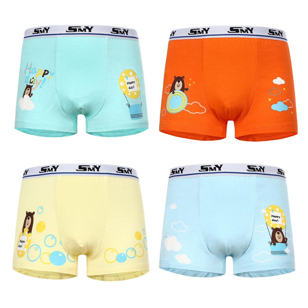 Pack of 4 - Fashion Kid Boy Underwear Chidren Printed Design Boy Briefs Cotton Breathable Boxer 2-12 Yrs