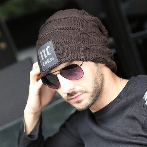 Men's hat sports outdoor Korean hedging wool NC plus velvet thick warm knitted hat