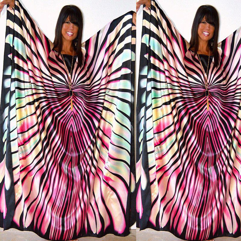 VAZN V-neck Beach Wind Colorful Print Vestido Short Sleeve Young Dress Mature Fashion Dress
