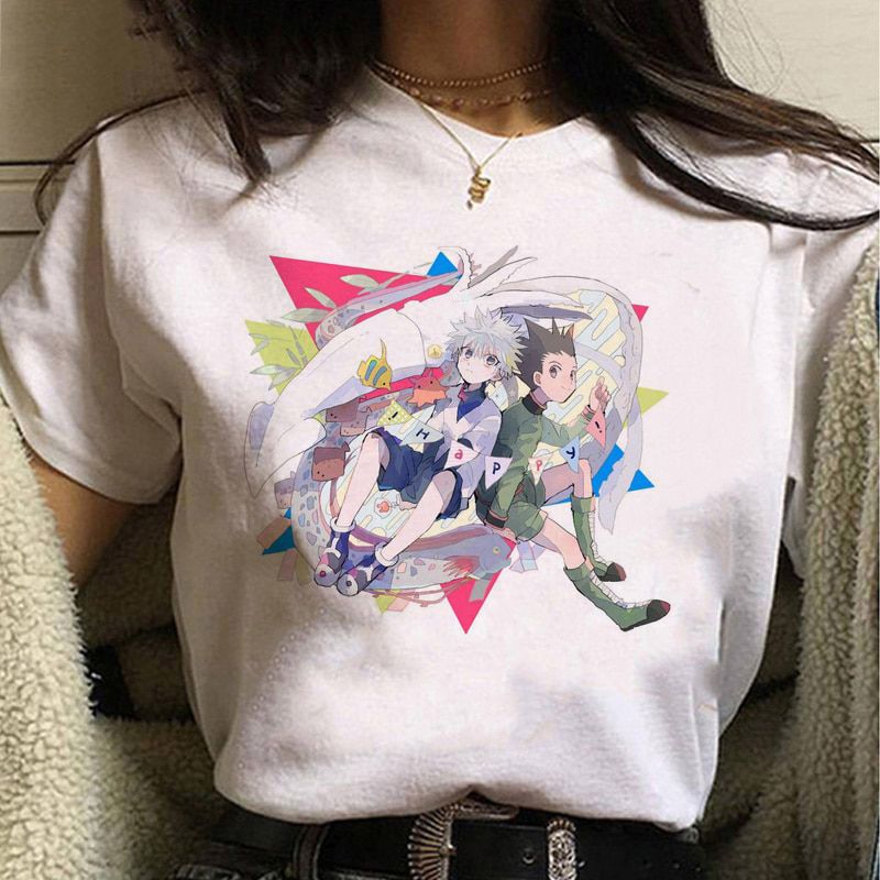 HISOKA MOROW Print T-shirt Ladies Kawaii Summer Top Cartoon Tshirt Popular Anime Hunter X Hunter Tshirt Harajuku Women's T-shirt