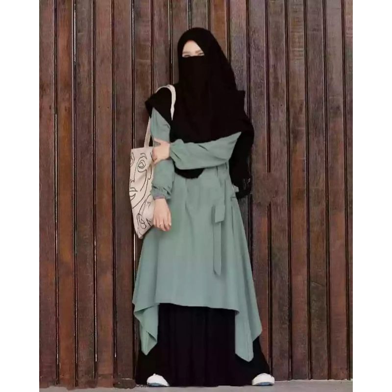 abaya borka 4 Part Dubai Cherry stylish party borka hijab fashion collection Fashionable khimar Lycra borka for Women