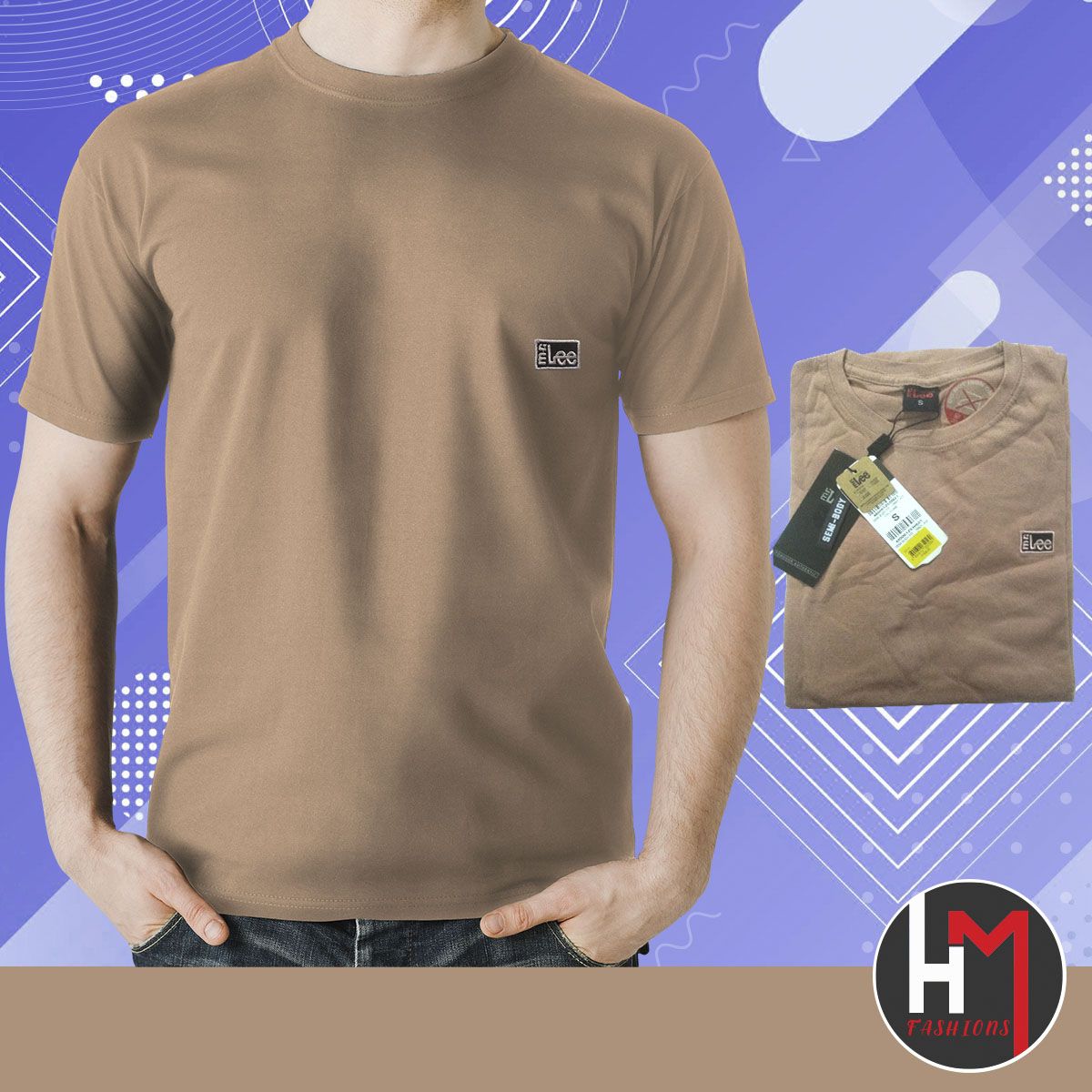 MR Lee Cotton Half Sleeve T-Shirt for Men cream