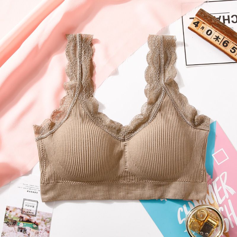Yfashion Women Lace Camisole Seamless Sports Bra with Chest Pad 尺寸