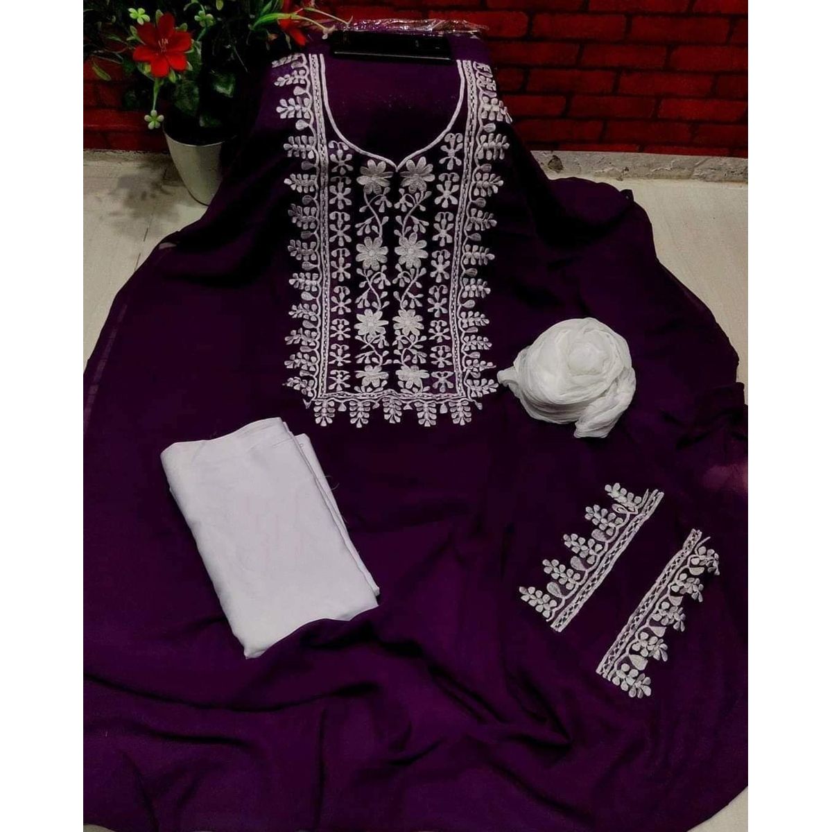 Exclusive New collection Georgette Embroidery Salwar Kameez For Women Three piece - 3 Pice Dress - 3 Pice Dress