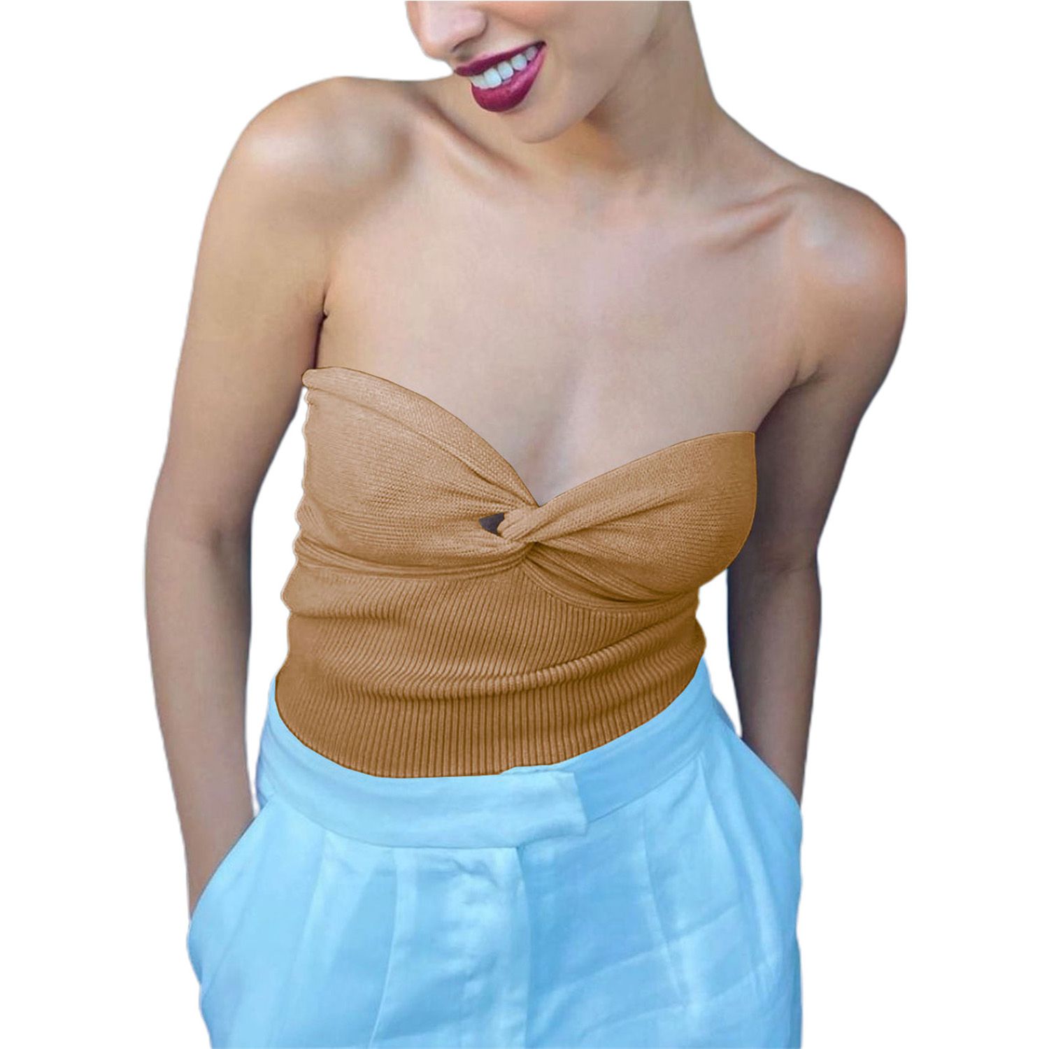 Corset Top Solid Color Pure Color Off Shoulder Tube Top